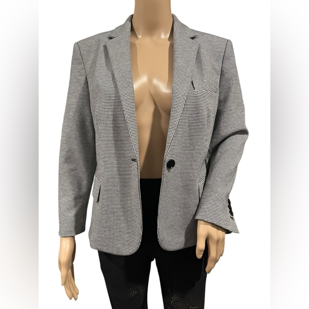 Theory Womens Shrunken Blazer Black Multi Single breasted Size 8 - Picture 5 of 14